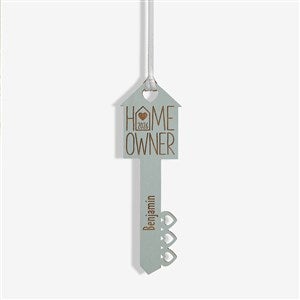 Home Owners Personalized Wood Key Ornament- Blue Stain - 40857-B