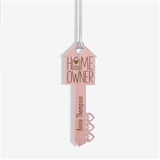 Home Owners Personalized Wood Key Ornament- Pink Stain - 40857-P