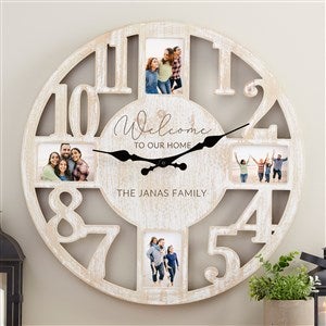 Entryway Collection Personalized Picture Frame Wall Clock - Whitewashed - 40872-W