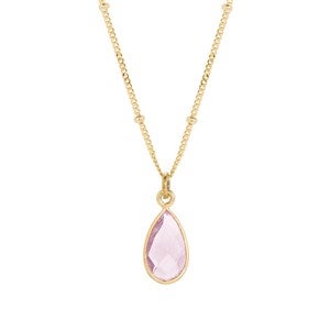 Custom Gold Teardrop Birthstone Necklace - 1 Stone - 40901D-1G
