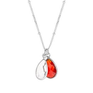 Sterling Silver Teardrop Birthstone Necklace - 2 Stones - 40901D-2S