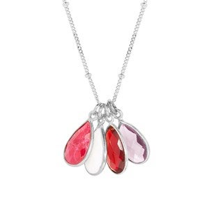 Sterling Silver Teardrop Birthstone Necklace - 4 Stones - 40901D-4S