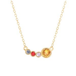 Custom Mother & Child Gold Birthstone Necklace - 4 Stones - 40902D-4G