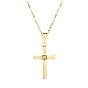 Cross Birthstone Custom Gold Pendant - 1 Stone - 40911D-1G
