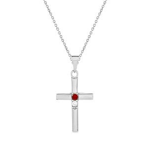 Cross Birthstone Custom Sterling Silver Pendant - 2 Stones - 40911D-2S