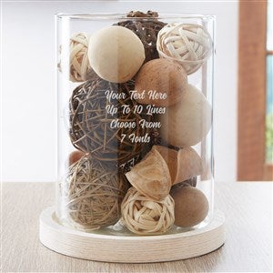 Engraved Message Hurricane with Whitewashed Wood Base - 40981