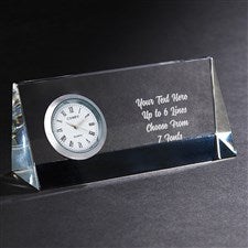 Engraved Message Crystal Desk Clock Name Plate - 40988
