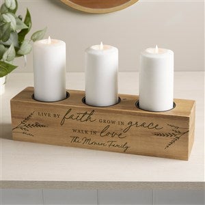 Live By Faith Personalized 3 pc. Wood Pillar Candle Holder - 41031