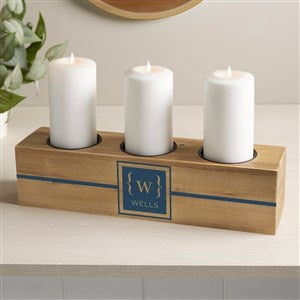 Classy Monogram Personalized 3 pc. Wood Pillar Candle Holder - 41037