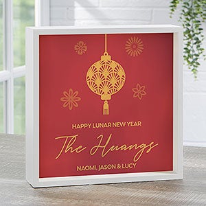 Lunar New Year Personalized LED Ivory Light Shadow Box- 10x10 - 41052-I-10x10