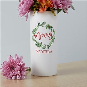 Watercolor Wreath Personalized White Flower Vase - 41071