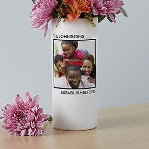 Picture Perfect Personalized Family Photo White Flower Vase - 41072