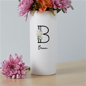Neutral Colorful Floral Personalized White Flower Vase - 41091