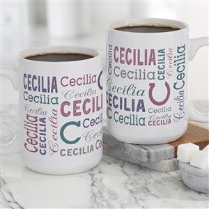 Repeating Name Personalized Coffee Mug 15 oz.- White - 41122-L