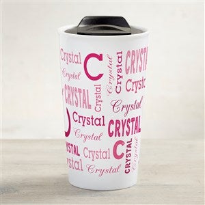 Repeating Name Personalized 12 oz. Double-Wall Ceramic Travel Mug - 41127