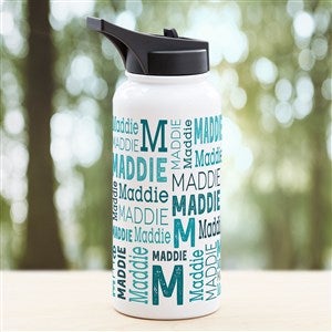 Repeating Name Personalized Double-Wall Vacuum Insulated 32 oz. Water Bottle - 41129-L
