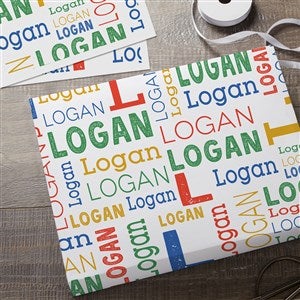 Repeating Name Personalized Wrapping Paper Sheets - Set of 3 - 41132-S