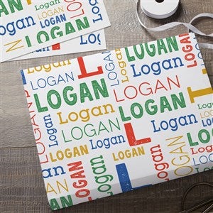 Trendy Repeating Name Personalized Wrapping Paper Sheets - Set of 3 - 41132-S