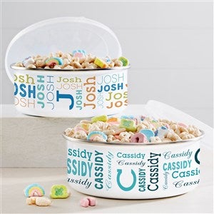 Repeating Name Personalized Enamel Bowl with Lid - 41134