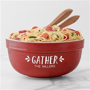 Personalized Ceramic Serving Bowl - Gather & Gobble - Red - 41162-R