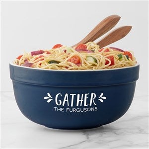 Personalized Ceramic Serving Bowl - Gather & Gobble - Navy - 41162-N