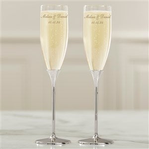 Classic Personalized Silver Wedding Flute Set - 41180