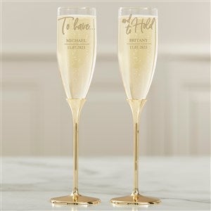 To Have & To Hold Personalized Gold Wedding Flute Set - 41187