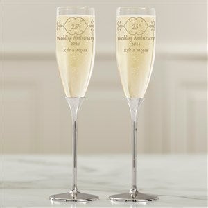 Anniversary Toast Personalized Silver Flute Set - 41204