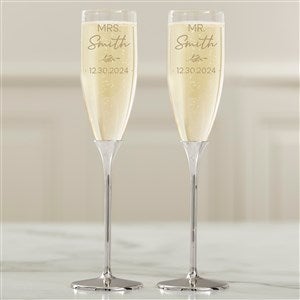 Natural Love Personalized Silver Wedding Flute Set - 41212