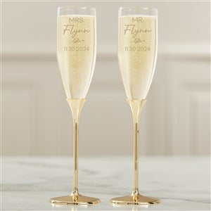 Natural Love Personalized Gold Wedding Flute Set - 41213