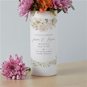 Floral Anniversary Personalized White Flower Vase - 41231