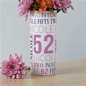 Repeating Birthday Personalized White Flower Vase - 41232