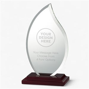 Personalized Logo Mahogany Finish and Glass Flame Award - 41282