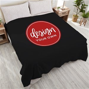 Design Your Own Personalized 90x90 Plush Queen Fleece Blanket- Black - 41311-BL