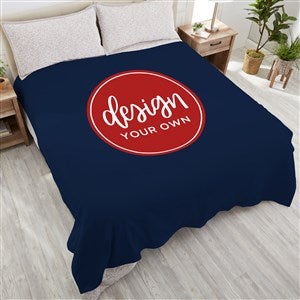 Design Your Own Personalized 90x90 Plush Queen Fleece Blanket- Navy Blue - 41311-NB