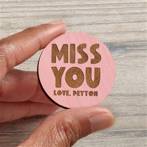 I Miss You Personalized Wood Pocket Token- Pink Stain - 41385-P