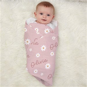 Retro Daisy Personalized Baby Receiving Blanket - 41441