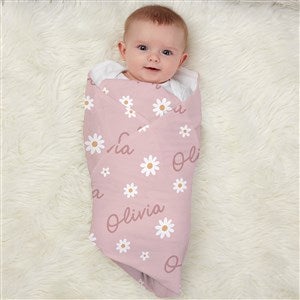 Retro Daisy Personalized Baby Receiving Blanket - 41441