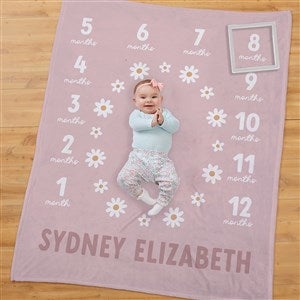 Retro Daisy Personalized Baby Milestone Blanket - 41443