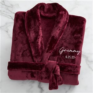 Grandma & Grandpa Established Embroidered Fleece Robe- Maroon - 41474-M