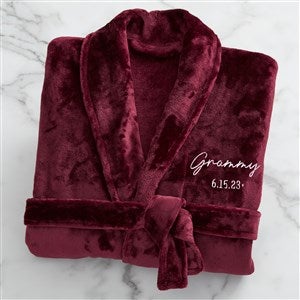 Grandma & Grandpa Established Embroidered Fleece Robe- Maroon - 41474-M