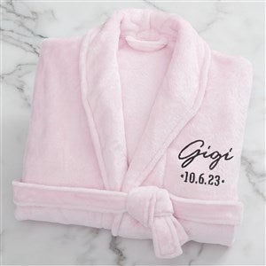 Grandma & Grandpa Established Embroidered Fleece Robe- Pink - 41474-P