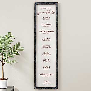 Grandchildren Birth Personalized Horizontal Blackwashed Barnwood Frame- 30 x 8 - 41481B-30x8