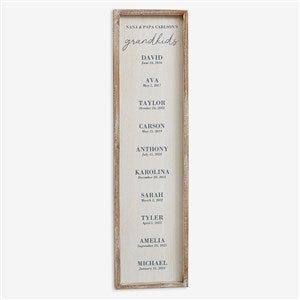 Grandchildren Birth Personalized Whitewashed Barnwood Frame- 30 x 8 - 41481-30x8
