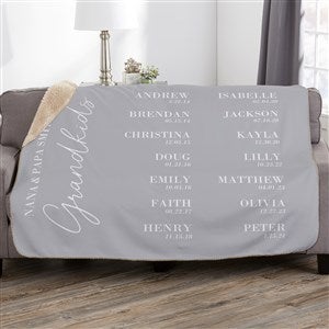 Grandchildren Birthdate Personalized 50x60 Sherpa Blanket - 41483-S