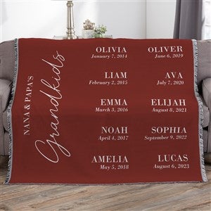 Grandchildren Birthdate Personalized 56x60 Woven Throw - 41483-A