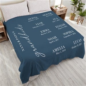 Grandchildren Birthdate Personalized 90x90 Plush Fleece Blanket - 41483-Qu