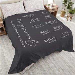 Grandchildren Birthdate Personalized 90x108 Plush Fleece Blanket - 41483-King