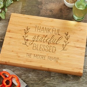 Thankful Grateful Blessed Personalized Bamboo Cutting Board- 14x18 - 41512-L