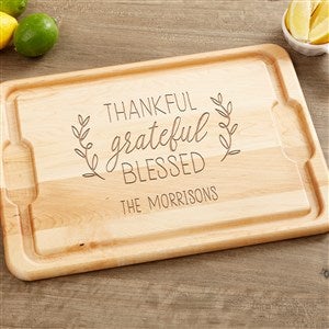 Thankful Grateful Blessed Personalized Hardwood Cutting Board- 12x17 - 41513